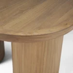 Goldoma 55-inch solid wood oval coffee table in natural finish, a large Scandinavian-inspired coffee table for living room