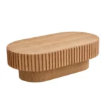 Goldoma modern oval coffee table with sturdy pedestal base in living room