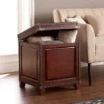 Goldoma 24 inch solid wood end table in rustic brown finish square accent table for living room