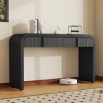 Goldoma modern rustic console table with cross-leg design in solid oak and MDF