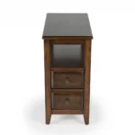 24" HMS Brown Distressed End Table with Two Drawers and Shelf for Living Room Cabinets - Image 3