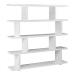 Goldoma 5-Tier White Wood Bookcase – Tall Narrow Bookshelf for Living Room, Home Office – side view