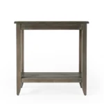 Goldoma 24-inch brown gray rectangular end table with shelf and pull-out tray in living room