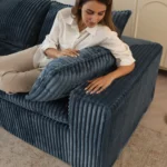 Goldoma Corduroy Cloud Sofa – Deep Seat Two-Seater with Double-Layer Design, No Assembly Required – top view