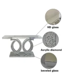 Goldoma crushed diamond mirrored console table modern silver entryway table with crystal inlays