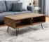 Goldoma 23" Convertible Coffee Table with Storage Shelf, Brown and Black