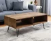 Goldoma 23" Convertible Coffee Table with Storage Shelf, Brown and Black