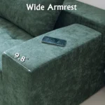 Goldoma vacuum compression sectional L-shape sofa in green fabric for living room