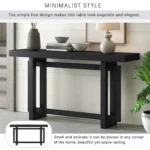 Goldoma modern entryway console table with storage in pine veneer, featuring triple rectangular top and lower shelf