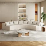 Corduroy Curved Sectional Sofa Set 8 Pillows Convertible Sofa Bed Modular Oval Design for Hotel Bedroom & Living Room - Image 9