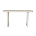Goldoma 60-inch solid pine wood oval console table with natural finish in a living room setting