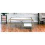 Goldoma 52" glamorous coffee table with clear and gold mirrored glass top and gold iron frame
