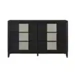 Goldoma 6-Drawer Dresser in Charcoal Gray with Reeded Front Panels – Solid Wood Construction