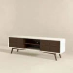 Goldoma 72-inch wood TV stand in walnut white - modern TV console for large flat screen TVs