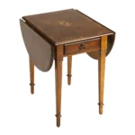 Goldoma 19-inch oval farmhouse coffee table with drawer and brown wood finish in a living room