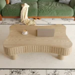 Goldoma 42 inch modern lift top coffee table with fluted panel design and hidden storage compartment in a living room