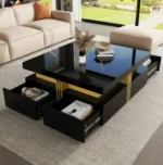 White marble coffee table with 4 drawers and nesting design in modern living room