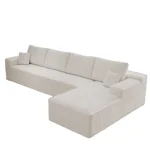 Goldoma modular convertible L-shape sectional sofa no assembly required, corduroy tufted back for modern living room