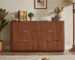 Goldoma 6-Drawer Solid Wood Dresser TV Stand - 55" Wide Oak Wave Design