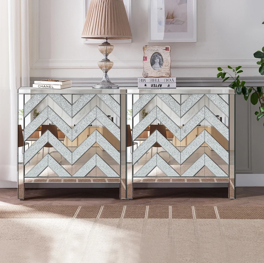 Ha7efd56f80624509bddd2c35ae3aca0bD.webp Goldoma modern solid wood sideboard cabinet with mirror trim and adjustable shelves in living room