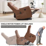 Goldoma Power Lift Recliner with massage and heat for elderly, heavy duty PU leather electric lift chair