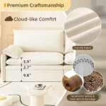 Goldoma 3-Seat Reclining Chenille Convertible Sleeper Sofa with Storage & USB – close-up detail