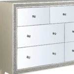 HMS 63 Champagne Solid and Manufactured Wood Mirrored Seven Drawer Triple Dresser for Living Room Cabinets - Image 5