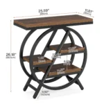 Narrow side table with three tiers of storage, industrial metal and MDF design by Goldoma for small spaces