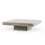 Goldoma 43-inch concrete square coffee table with gray top and dark gray base in a modern living room setting