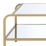 Goldoma 52" glamorous coffee table with clear and gold mirrored glass top and gold iron frame