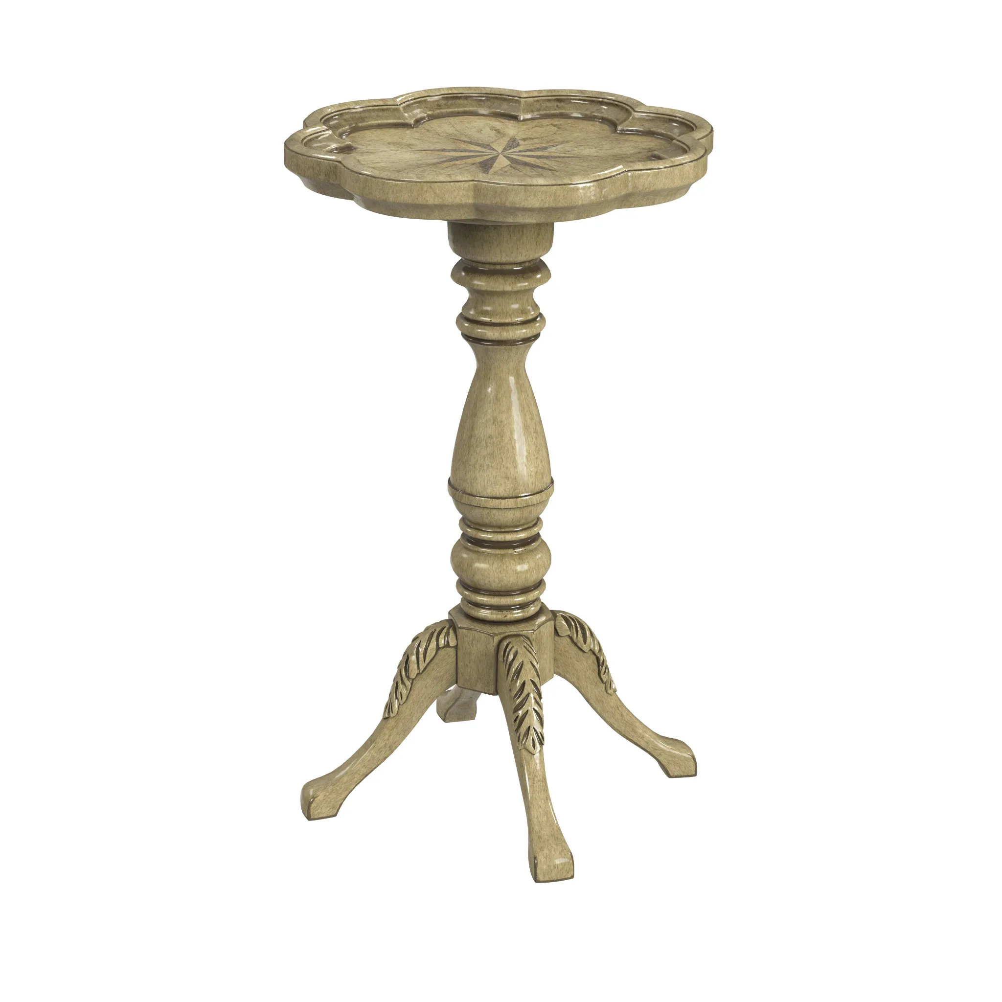Hab0315f90e1b4d9da33bcb1f5cab6028E.webp Goldoma 20-inch beige round end table with distressed rustic finish in a living room setting