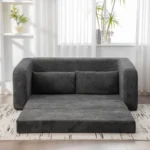 Soft chenille loveseat sofa bed with convertible armrest and backrest in modern tufted design