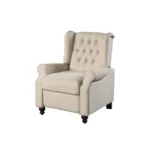 Goldoma Beige Microfiber Manual Club Recliner with Massage and Extendable Footrest – top view