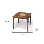 Goldoma 32 inch solid wood square coffee table with drawers in brown finish for living room storage