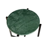 21" HMS Green and Black Marble Round End Table with Metal for Living Room Furniture - Image 4