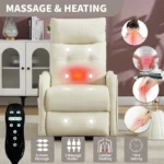Goldoma beige power lift recliner with massage and heat for elderly