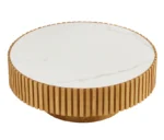 Goldoma nesting round coffee table with sintered stone top in a modern living room setting