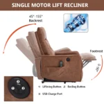 Goldoma Power Lift Recliner with massage and heat for elderly, heavy duty PU leather electric lift chair