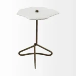 23" HMS Gold and White Marble End Table for Living Room Furniture - Image 3
