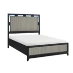 Goldoma 6-Drawer Dresser in Charcoal Gray with Reeded Front Panels – Solid Wood Construction – close-up detail