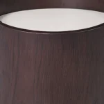 Solid wood end table in dark brown farmhouse style with metal accents