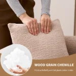 Warm Beige Convertible Corner Curved Loveseat  Compressed No Assembly Chenille Small Sofa with Memory Foam - Image 3