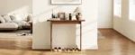 Goldoma solid wood walnut console table – slim mid-century entryway table with rubberwood in a modern living room setting.