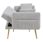 Goldoma convertible teddy loveseat with side pocket and foldable sleeper bed in modern living room