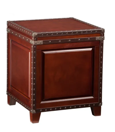 Goldoma 24 inch solid wood end table in rustic brown finish square accent table for living room