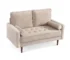 Goldoma 57" Beige and Dark Brown Velvet Loveseat with Toss Pillows