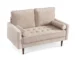Goldoma 57" Beige and Dark Brown Velvet Loveseat with Toss Pillows