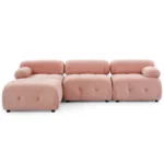 Goldoma modular velvet sofa set in L-shape configuration with soft velvet upholstery and wooden legs