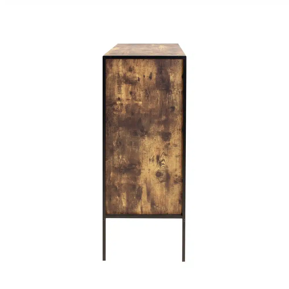 Goldoma 4-Drawer Industrial Dresser - Rustic Brown Storage Chest with Steel Frame