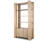 Goldoma 42" Natural Solid Wood 4-Tier Bookcase with Doors